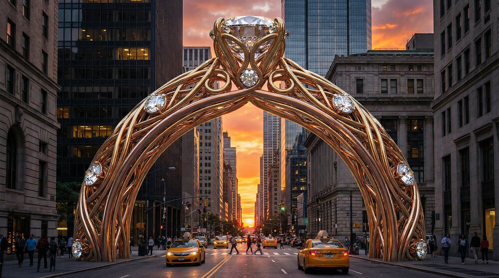 Urban Wedding Ring - Surreal architectural ring